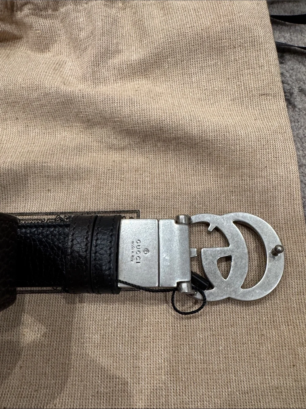 Gucci reversible Leather Men's Belt with Silver Interlocking G Buckle